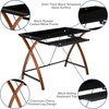 image:imageFlash Furniture Jude Tempered Glass Computer Desk with PullOut Keyboard Tray and Crisscross Frame Small Computer Desk for Home Office CherryClearBlack