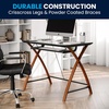 image:imageFlash Furniture Jude Tempered Glass Computer Desk with PullOut Keyboard Tray and Crisscross Frame Small Computer Desk for Home Office CherryClearClearCherry