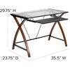 image:imageFlash Furniture Jude Tempered Glass Computer Desk with PullOut Keyboard Tray and Crisscross Frame Small Computer Desk for Home Office CherryClearClearCherry