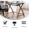 image:imageFlash Furniture Jude Tempered Glass Computer Desk with PullOut Keyboard Tray and Crisscross Frame Small Computer Desk for Home Office CherryClearClearCherry