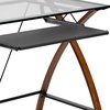 image:imageFlash Furniture Jude Tempered Glass Computer Desk with PullOut Keyboard Tray and Crisscross Frame Small Computer Desk for Home Office CherryClearClearCherry