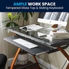 image:imageFlash Furniture Jude Tempered Glass Computer Desk with PullOut Keyboard Tray and Crisscross Frame Small Computer Desk for Home Office CherryClearClearCherry