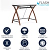 image:imageFlash Furniture Jude Tempered Glass Computer Desk with PullOut Keyboard Tray and Crisscross Frame Small Computer Desk for Home Office CherryClearClearCherry