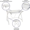 image:imageFlash Furniture Jude Tempered Glass Computer Desk with PullOut Keyboard Tray and Crisscross Frame Small Computer Desk for Home Office CherryClearWhite