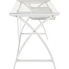 image:imageFlash Furniture Jude Tempered Glass Computer Desk with PullOut Keyboard Tray and Crisscross Frame Small Computer Desk for Home Office CherryClearWhite