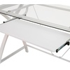 image:imageFlash Furniture Jude Tempered Glass Computer Desk with PullOut Keyboard Tray and Crisscross Frame Small Computer Desk for Home Office CherryClearWhite