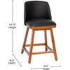 image:imageFlash Furniture Julia Set of 2 Transitional Counter Stools  Black LeatherSoft Upholstery  Silver Nailhead Trim  24 Inch  Walnut Finish Wood Frames