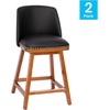 image:imageFlash Furniture Julia Set of 2 Transitional Counter Stools  Black LeatherSoft Upholstery  Silver Nailhead Trim  24 Inch  Walnut Finish Wood Frames