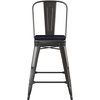 image:imageFlash Furniture Kai Commercial 30 High IndoorOutdoor Bar Height Stool  Black Galvanized Steel Frame  Black Square AllWeather Poly Resin Seat  Removable BackBlackBlack