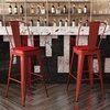 image:imageFlash Furniture Kai Commercial 30 High IndoorOutdoor Bar Height Stool  Black Galvanized Steel Frame  Black Square AllWeather Poly Resin Seat  Removable BackRedRed