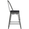 image:imageFlash Furniture Kai Commercial 30 High IndoorOutdoor Bar Height Stool  Black Galvanized Steel Frame  Black Square AllWeather Poly Resin Seat  Removable BackBlackBlack