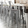 image:imageFlash Furniture Kai Commercial 30 High IndoorOutdoor Bar Height Stool  Black Galvanized Steel Frame  Black Square AllWeather Poly Resin Seat  Removable BackSilverGray