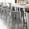 image:imageFlash Furniture Kai Commercial 30 High IndoorOutdoor Bar Height Stool  Black Galvanized Steel Frame  Black Square AllWeather Poly Resin Seat  Removable BackSilverGray