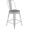 image:imageFlash Furniture Kai Commercial 30 High IndoorOutdoor Bar Height Stool  Black Galvanized Steel Frame  Black Square AllWeather Poly Resin Seat  Removable BackWhiteGray