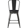 image:imageFlash Furniture Kai Commercial 30 High IndoorOutdoor Bar Height Stool  Black Galvanized Steel Frame  Black Square AllWeather Poly Resin Seat  Removable BackBlackBlack