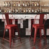 image:imageFlash Furniture Kai Commercial 30 High IndoorOutdoor Bar Height Stool  Black Galvanized Steel Frame  Black Square AllWeather Poly Resin Seat  Removable BackRedRed