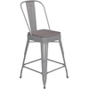 image:imageFlash Furniture Kai Commercial 30 High IndoorOutdoor Bar Height Stool  Black Galvanized Steel Frame  Black Square AllWeather Poly Resin Seat  Removable BackSilverGray