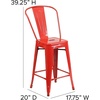 image:imageFlash Furniture Kai Commercial 30 High IndoorOutdoor Bar Height Stool  Black Galvanized Steel Frame  Black Square AllWeather Poly Resin Seat  Removable BackRedRed