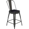 image:imageFlash Furniture Kai Commercial 30 High IndoorOutdoor Bar Height Stool  Black Galvanized Steel Frame  Black Square AllWeather Poly Resin Seat  Removable BackBlackBlack