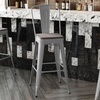 image:imageFlash Furniture Kai Commercial 30 High IndoorOutdoor Bar Height Stool  Black Galvanized Steel Frame  Black Square AllWeather Poly Resin Seat  Removable BackSilverGray