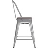 image:imageFlash Furniture Kai Commercial 30 High IndoorOutdoor Bar Height Stool  Black Galvanized Steel Frame  Black Square AllWeather Poly Resin Seat  Removable BackSilverGray