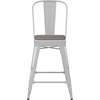 image:imageFlash Furniture Kai Commercial 30 High IndoorOutdoor Bar Height Stool  Black Galvanized Steel Frame  Black Square AllWeather Poly Resin Seat  Removable BackWhiteGray