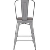 image:imageFlash Furniture Kai Commercial 30 High IndoorOutdoor Bar Height Stool  Black Galvanized Steel Frame  Black Square AllWeather Poly Resin Seat  Removable BackSilverGray