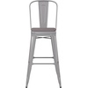 image:imageFlash Furniture Kai Commercial 30 High IndoorOutdoor Bar Height Stool  Black Galvanized Steel Frame  Black Square AllWeather Poly Resin Seat  Removable BackSilverGray