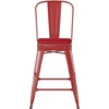 image:imageFlash Furniture Kai Commercial 30 High IndoorOutdoor Bar Height Stool  Black Galvanized Steel Frame  Black Square AllWeather Poly Resin Seat  Removable BackRedRed