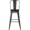 image:imageFlash Furniture Kai Commercial 30 High IndoorOutdoor Bar Height Stool  Black Galvanized Steel Frame  Black Square AllWeather Poly Resin Seat  Removable BackBlackBlack