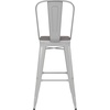image:imageFlash Furniture Kai Commercial 30 High IndoorOutdoor Bar Height Stool  Black Galvanized Steel Frame  Black Square AllWeather Poly Resin Seat  Removable BackWhiteGray