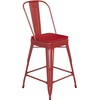 image:imageFlash Furniture Kai Commercial 30 High IndoorOutdoor Bar Height Stool  Black Galvanized Steel Frame  Black Square AllWeather Poly Resin Seat  Removable BackRedRed