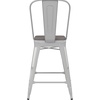 image:imageFlash Furniture Kai Commercial 30 High IndoorOutdoor Bar Height Stool  Black Galvanized Steel Frame  Black Square AllWeather Poly Resin Seat  Removable BackWhiteGray