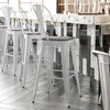 image:imageFlash Furniture Kai Commercial 30 High IndoorOutdoor Bar Height Stool  Black Galvanized Steel Frame  Black Square AllWeather Poly Resin Seat  Removable BackWhiteGray