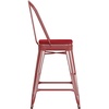 image:imageFlash Furniture Kai Commercial 30 High IndoorOutdoor Bar Height Stool  Black Galvanized Steel Frame  Black Square AllWeather Poly Resin Seat  Removable BackRedRed