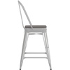 image:imageFlash Furniture Kai Commercial 30 High IndoorOutdoor Bar Height Stool  Black Galvanized Steel Frame  Black Square AllWeather Poly Resin Seat  Removable BackWhiteGray