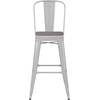 image:imageFlash Furniture Kai Commercial 30 High IndoorOutdoor Bar Height Stool  Black Galvanized Steel Frame  Black Square AllWeather Poly Resin Seat  Removable BackWhiteGray