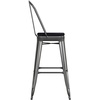 image:imageFlash Furniture Kai Commercial 30 High IndoorOutdoor Bar Height Stool  Black Galvanized Steel Frame  Black Square AllWeather Poly Resin Seat  Removable BackBlackBlack