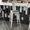 image:imageFlash Furniture Kai Commercial 30 High IndoorOutdoor Bar Height Stool  Black Galvanized Steel Frame  Black Square AllWeather Poly Resin Seat  Removable BackWhiteGray