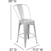 image:imageFlash Furniture Kai Commercial 30 High IndoorOutdoor Bar Height Stool  Black Galvanized Steel Frame  Black Square AllWeather Poly Resin Seat  Removable BackSilverGray