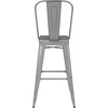 image:imageFlash Furniture Kai Commercial 30 High IndoorOutdoor Bar Height Stool  Black Galvanized Steel Frame  Black Square AllWeather Poly Resin Seat  Removable BackSilverGray