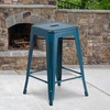 image:imageFlash Furniture Kai Commercial Grade 24 High Backless Black Metal IndoorOutdoor Counter Height Stool with Square SeatAntique Blue