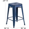 image:imageFlash Furniture Kai Commercial Grade 24 High Backless Black Metal IndoorOutdoor Counter Height Stool with Square SeatAntique Blue
