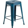 image:imageFlash Furniture Kai Commercial Grade 24 High Backless Black Metal IndoorOutdoor Counter Height Stool with Square SeatAntique Blue