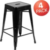image:imageFlash Furniture Kai Commercial Grade 24 High Backless Black Metal IndoorOutdoor Counter Height Stool with Square SeatBlack