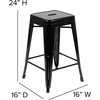 image:imageFlash Furniture Kai Commercial Grade 24 High Backless Black Metal IndoorOutdoor Counter Height Stool with Square SeatBlack