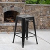 image:imageFlash Furniture Kai Commercial Grade 24 High Backless Black Metal IndoorOutdoor Counter Height Stool with Square SeatBlack
