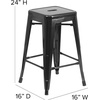 image:imageFlash Furniture Kai Commercial Grade 24 High Backless Black Metal IndoorOutdoor Counter Height Stool with Square SeatBlack