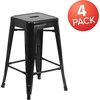 image:imageFlash Furniture Kai Commercial Grade 24 High Backless Black Metal IndoorOutdoor Counter Height Stool with Square SeatBlack