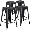 image:imageFlash Furniture Kai Commercial Grade 24 High Backless Black Metal IndoorOutdoor Counter Height Stool with Square SeatBlack
